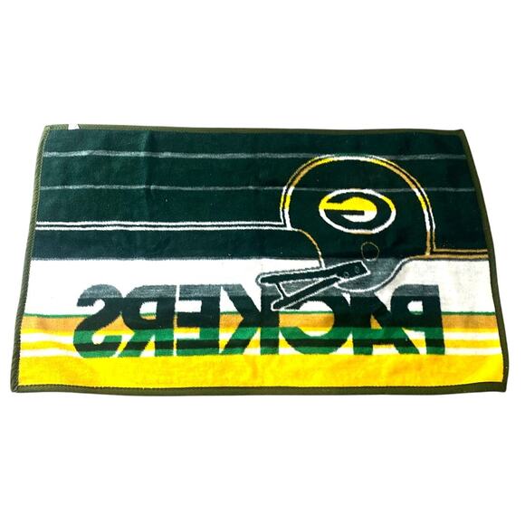 Vintage Ryltex NFL Green Bay Packers Green Gold Acrylic Blanket 60 x 28 - Picture 2 of 4